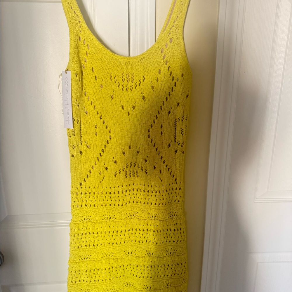 Yellow Crochet Mini Dress